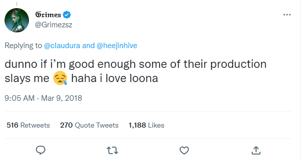 Loona - grimes tweet