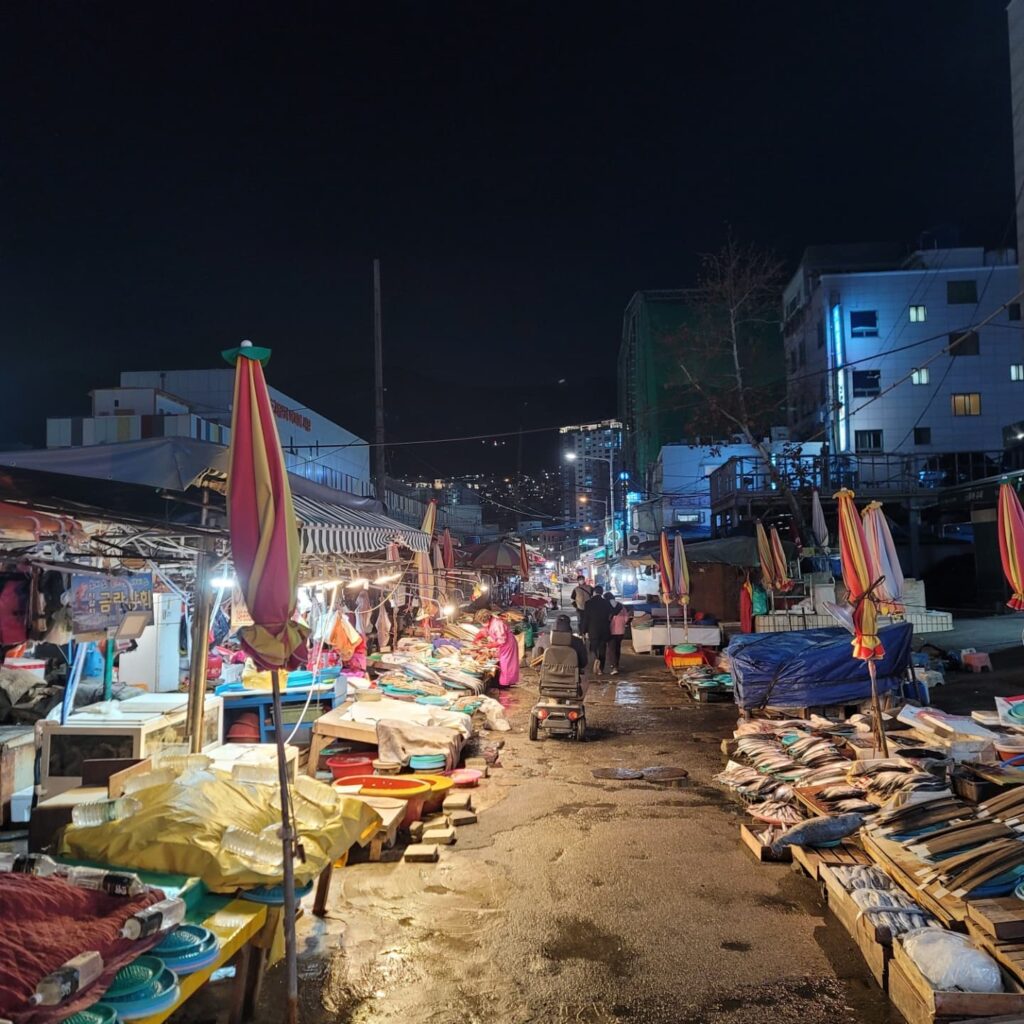 Fish markets Korea - Jagalchi Fish Market at night 