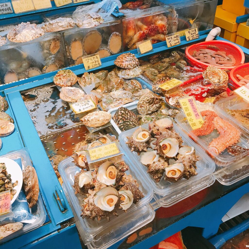 Fish markets Korea - seafood unique to Jeju at Jeju Dongmun Fish Market