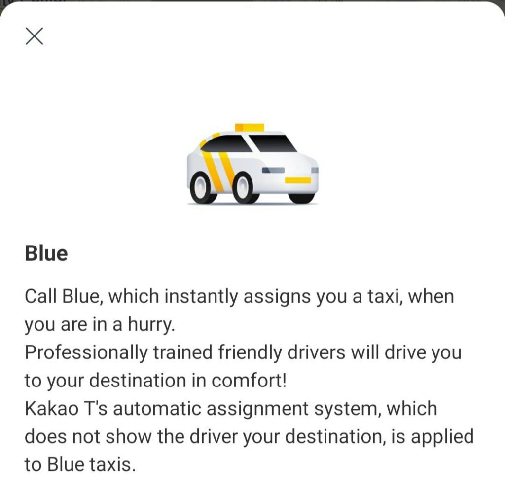 Korean apps - blue taxi in korea 