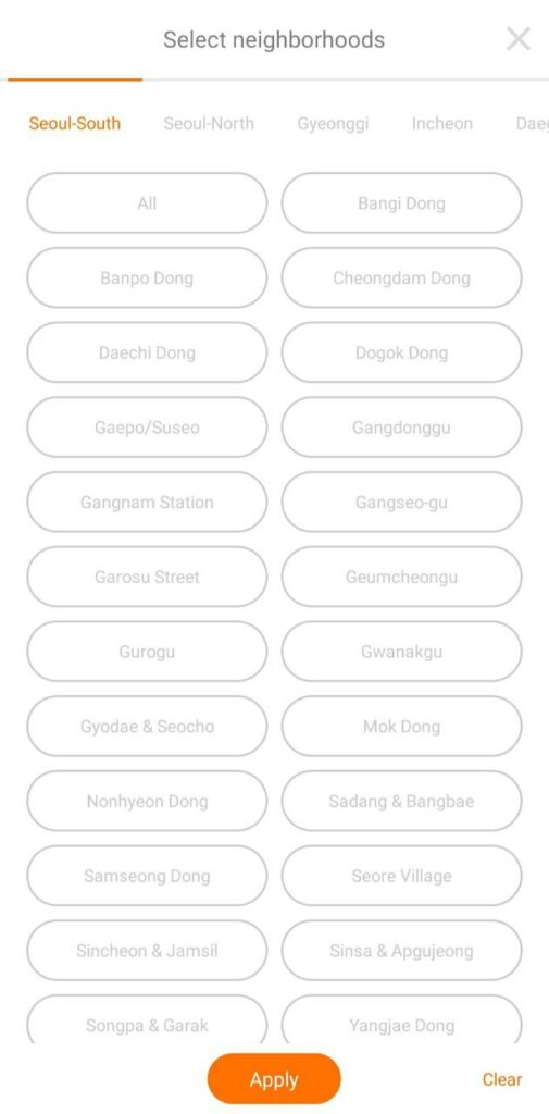Korean apps - searching for restaurants using mangoplate 