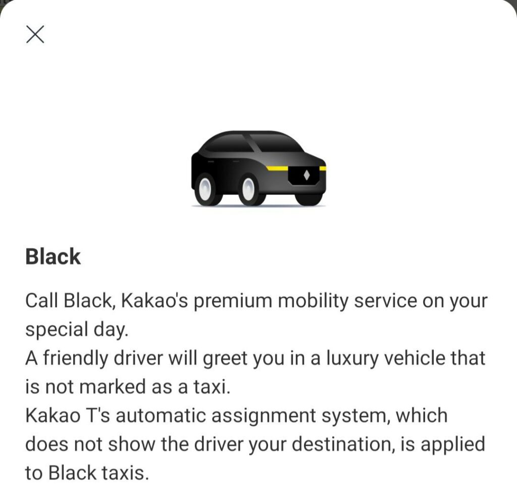 Korean apps - black taxi in korea 