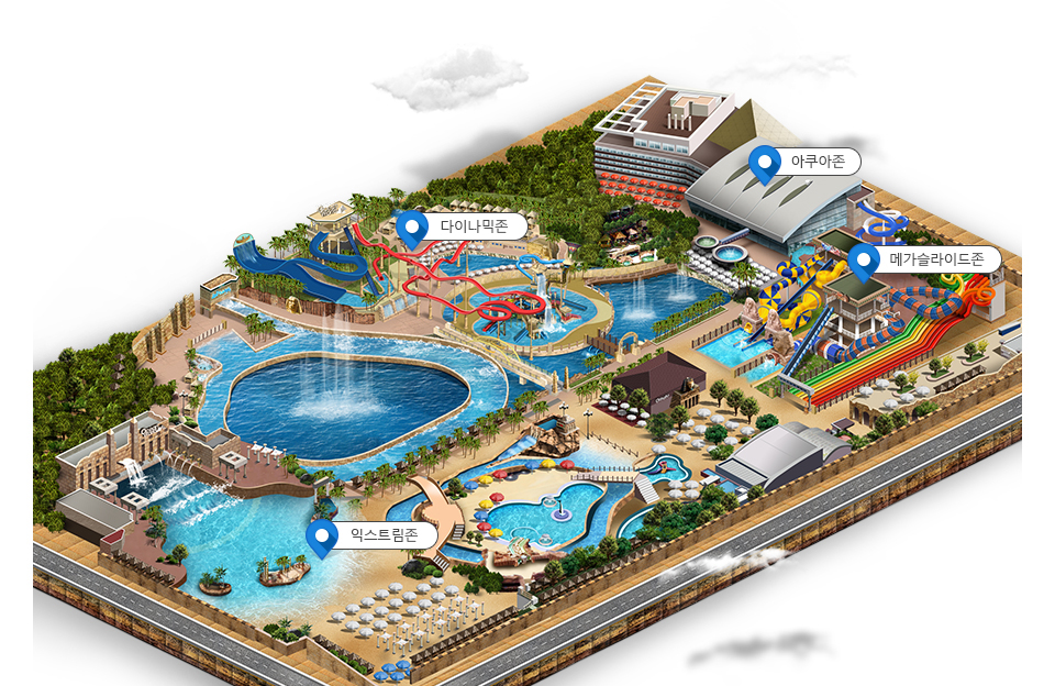 Water parks Korea - map of Vivaldi Park Ocean World