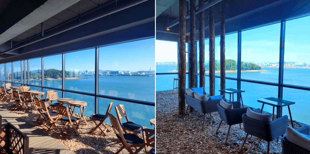 New cafes in Incheon - cafe facing the ocean with an unobstructed view