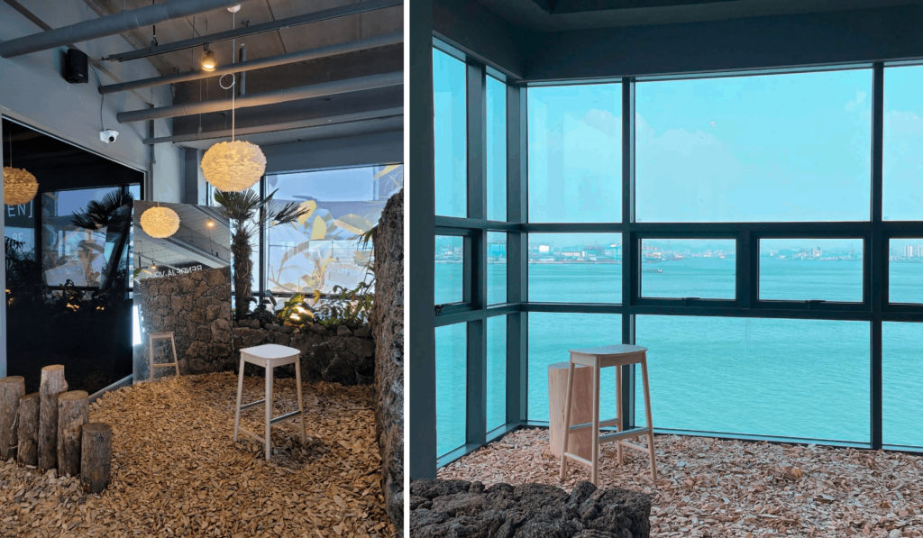 New cafes in Incheon - photozone in the cafe with the ocean view