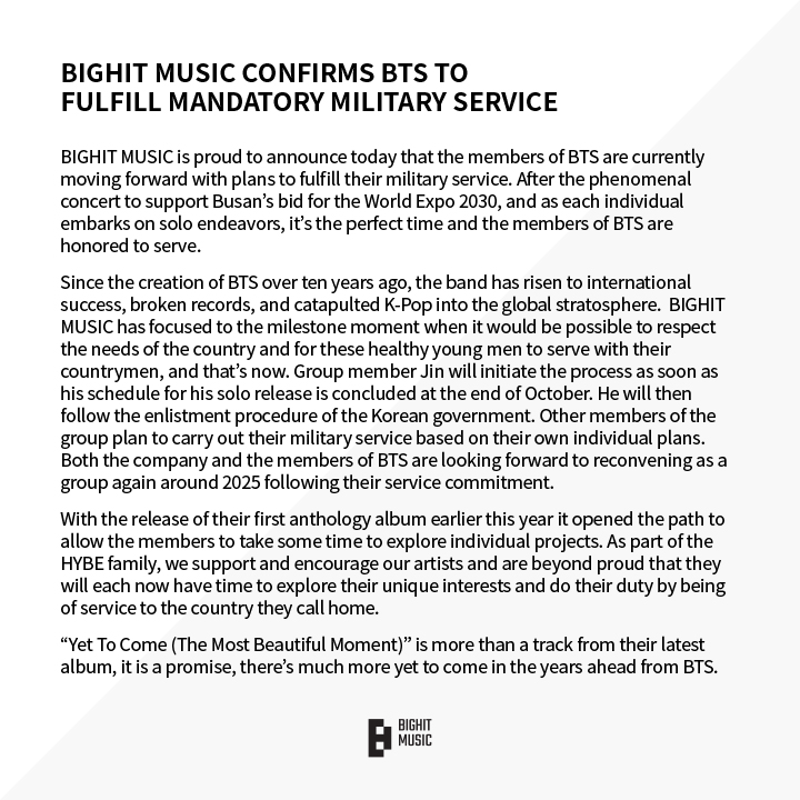 Shocking K-entertainment moments - BTS enlistment notice 
